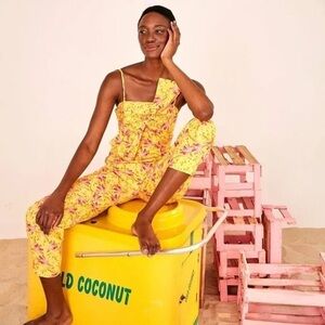 Farm Rio Banana Sunshine Bow Top Jumpsuit In Multi - US: Size Medium NWT